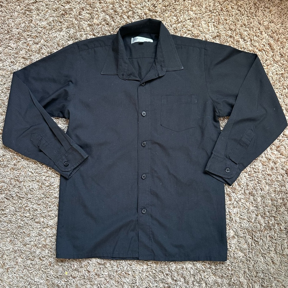 Boy’s Johnnie Leme Button Down Dress Shirt; Black; Size 10